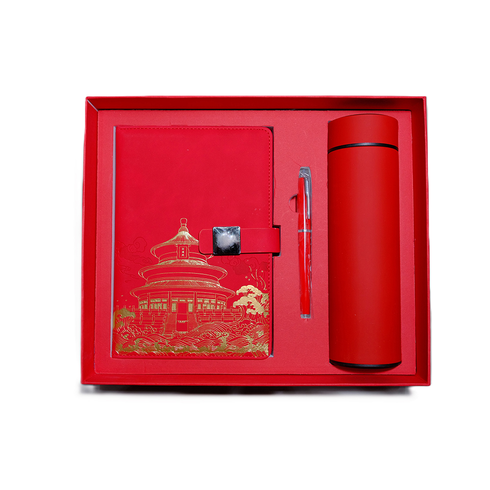 HSS PU Leder Notebook Geschenkset Nationales Trend Notebook Geschenkset, einschließlich Stift, Wasserbecher und Geschenktüte